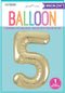 CHAMPAGNE GOLD "5" NUMERAL FOIL BALLOON 86CM (34")